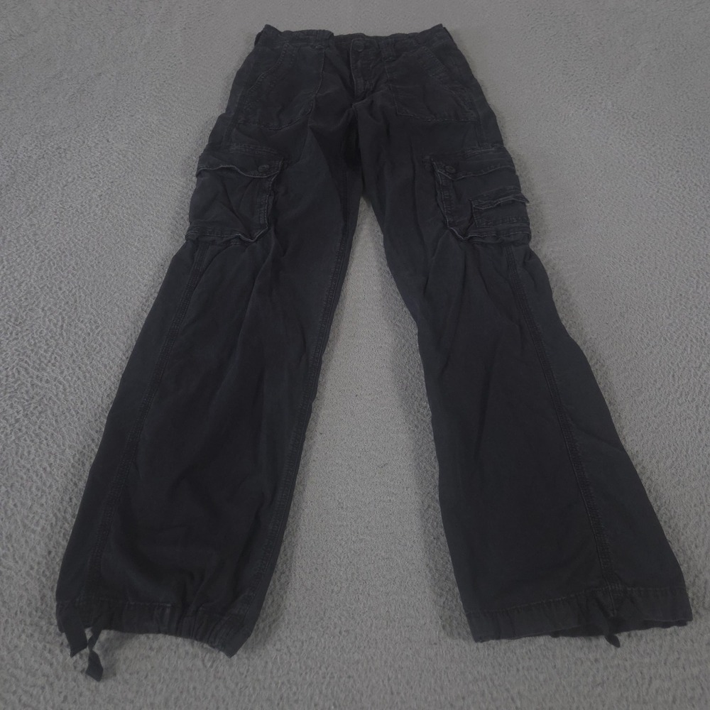 American Eagle Pants Womens 0 Black Baggy Jogger Straight Stretch Cargo Utility